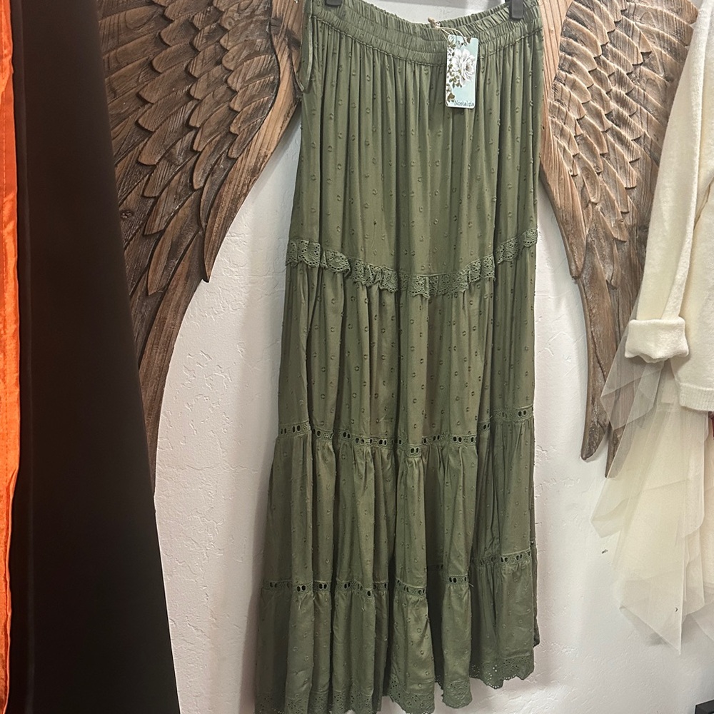 Nostalgia Olive Green Maxi Skirt